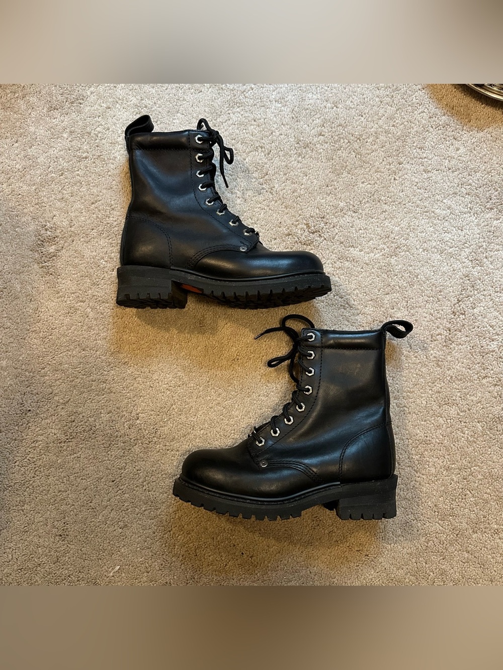 Harley Davidson 82056 Black Leather Lace Up Zip Motorcycle Moto Boots Biker 7
G